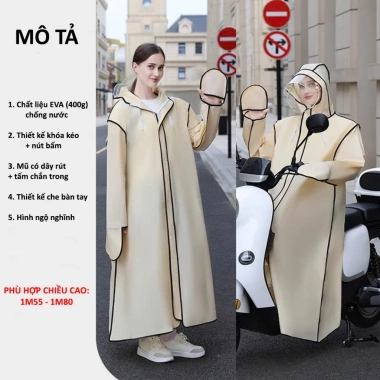 Áo mưa cao cấp thời trang xe máy – Eva khoá kéo, mũ kính trong suốt, giảm còn 145k 5 Áo mưa cao cấp thời trang xe máy – Eva khoá kéo, mũ kính trong suốt, giảm còn 145k 5