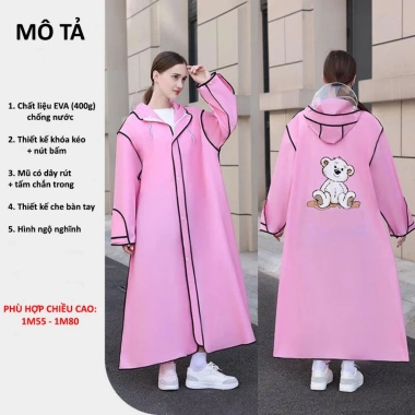 Áo mưa cao cấp thời trang xe máy – Eva khoá kéo, mũ kính trong suốt, giảm còn 145k 7 Áo mưa cao cấp thời trang xe máy – Eva khoá kéo, mũ kính trong suốt, giảm còn 145k 7