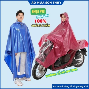 Áo mưa choàng 1 mũ PVC siêu dai K31 Sơn Thủy ST2 - Giá chỉ 152.000đ