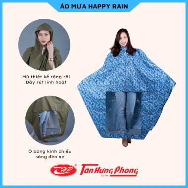 Áo Mưa Choàng Vải Dù Siêu Nhẹ Cỡ Đại 1-2 Người Tân Hưng Phong Chính Hãng - 138k