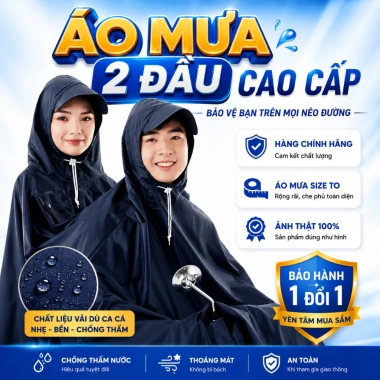 Áo Mưa Da Cá Loại I 2 Đầu Vải Dù Cao Cấp Siêu Nhẹ Cho 2 Người Kích Thước Lớn 9 Áo Mưa Da Cá Loại I 2 Đầu Vải Dù Cao Cấp Siêu Nhẹ Cho 2 Người Kích Thước Lớn 9