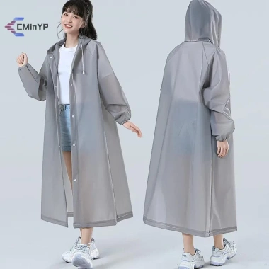 Áo mưa dài một mảnh có mũ trùm đầu cho nam nữ, chống nước, trong suốt, tái sử dụng - Dành cho du lịch ngoài trời