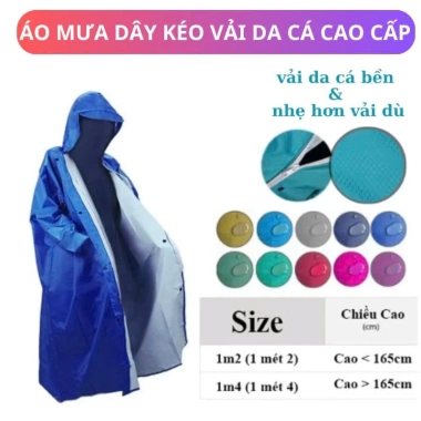 Áo mưa dây kéo vải dù chống thấm tốt, nhiều màu, giá sỉ 94.000đ - Xuất khẩu Việt Nam 2