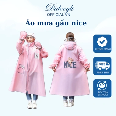 Áo Mưa DIDOOGLT Gấu Nice Chống Thấm, Kính Chắn Mưa, Khoá Kéo Tiện Lợi - 109k