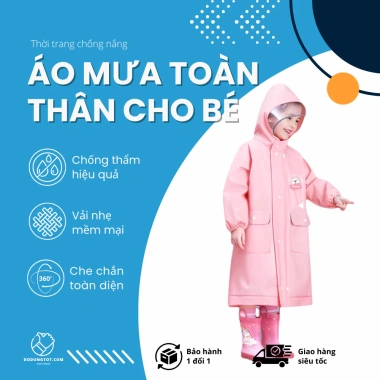 Áo mưa Happy Little Bear cho bé trai & bé gái, kèm ngăn balo EVA siêu chống thấm F19 - Giá ưu đãi 175.000 VND