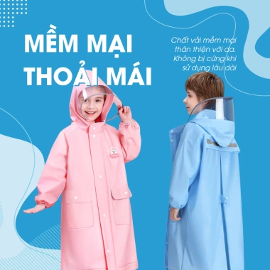 Áo mưa Happy Little Bear cho bé trai & bé gái, kèm ngăn balo EVA siêu chống thấm F19 - Giá ưu đãi 175.000 VND