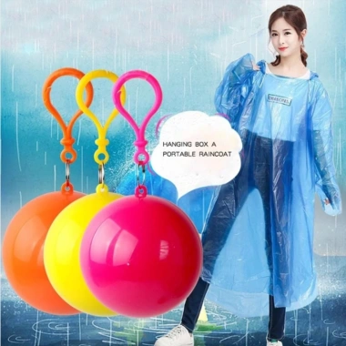 Áo Mưa Hình Quả Bóng Nhỏ Gọn, Móc Khóa Tiện Lợi, Tái Sử Dụng, Giá Chỉ 12.100 VND