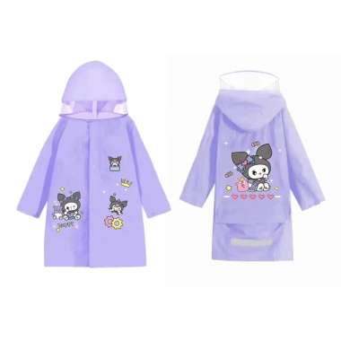 Áo mưa Kurumi cho bé 4‑13 tuổi, rộng đeo balo, tấm chắn, phản quang 106.000₫