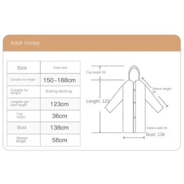 Áo mưa LTBLBY chống thấm, thời trang nhẹ di động, tái sử dụng cho người lớn - 63.072₫
