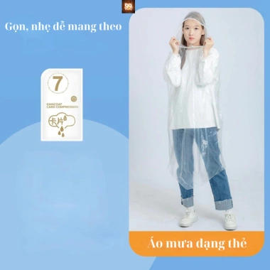 Áo mưa mini nén chân không dùng một lần, gọn nhẹ dạng thẻ, tiện lợi tái sử dụng 9.900₫