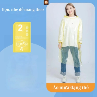 Áo mưa mini nén chân không dùng một lần, gọn nhẹ dạng thẻ, tiện lợi tái sử dụng 9.900₫