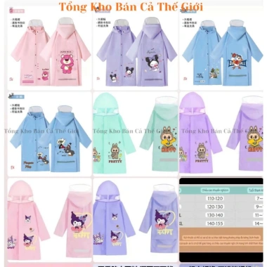 Áo mưa Moon Kids 5-16 tuổi họa tiết Kurumi chống thấm nước, khoang balo đi học - 99.900đ