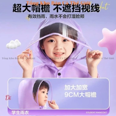 Áo mưa Moon Kids 5-16 tuổi họa tiết Kurumi chống thấm nước, khoang balo đi học - 99.900đ