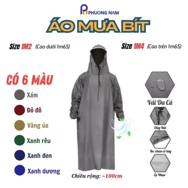 Áo mưa nam Bit Hông Phương - vải dù tổ ong, da cá siêu bền, chỉ 80.000 VND
