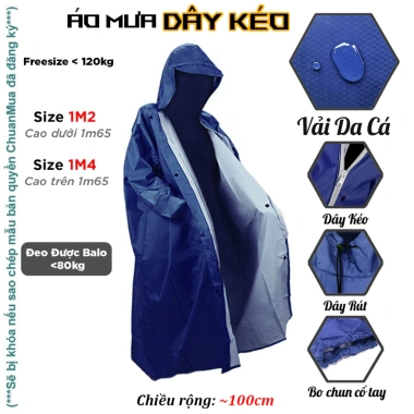 Áo Mưa Nam Raincoat Men XXL 1m4 Lớn Thời Trang Cao Cấp Dây Kéo Khóa Chống Nước 10