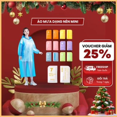Áo Mưa Nén Mini Dày Dặn, Mũ Trùm Độc Đáo, Màu Trơn, Dùng 1 Lần - Giá 17.000₫