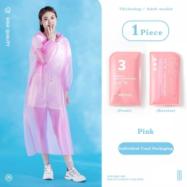 Áo Mưa Nén Mini Dày Dặn, Mũ Trùm Độc Đáo, Màu Trơn, Dùng 1 Lần - Giá 17.000₫