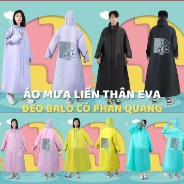 Áo Mưa Người Lớn Nam Nữ Vải Eva Cao Cấp Không Hôi Nhựa - Khóa Kéo, Cúc Bấm, Đeo Cặp - Giá 188.999 VND