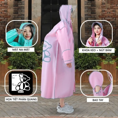 Áo Mưa Người Lớn Nam Nữ Vải Eva Cao Cấp Không Hôi Nhựa - Khóa Kéo, Cúc Bấm, Đeo Cặp - Giá 188.999 VND