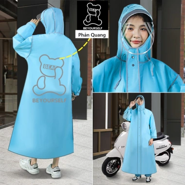 Áo Mưa Người Lớn Nam Nữ Vải Eva Cao Cấp Không Hôi Nhựa - Khóa Kéo, Cúc Bấm, Đeo Cặp - Giá 188.999 VND