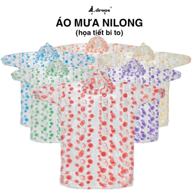 Áo Mưa Nilong Chấm Bi To - Giấy 1 Lần Giá Rẻ, Bỏ Túi, Chống Thấm 4 Drops 11k