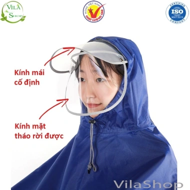 Áo Mưa Phản Quang PVC Chống Thấm, Kính Chắn Mưa, Hai Tai Thỏ Xỏ Gương - Giá ưu đãi 109k