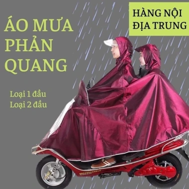 Áo Mưa Phản Quang Xe Máy 1-2 Người Che Toàn Thân + Kính Chắn Mưa Giá 82k Giảm Sốc