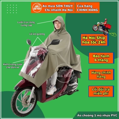 Áo mưa PVC Sơn Thủy CKA - Kiểu cánh dơi 1 mũ, giá ưu đãi 138.000đ