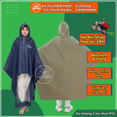 Áo mưa PVC Sơn Thủy CKA - Kiểu cánh dơi 1 mũ, giá ưu đãi 138.000đ