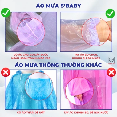 Áo Mưa S'BABY Tiện Lợi Dùng Nhiều Lần, Chống Nước, Nhỏ Gọn, Phù Hợp Du Lịch - 21.000₫