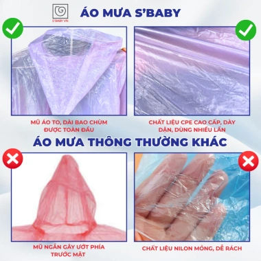 Áo Mưa S'BABY Tiện Lợi Dùng Nhiều Lần, Chống Nước, Nhỏ Gọn, Phù Hợp Du Lịch - 21.000₫