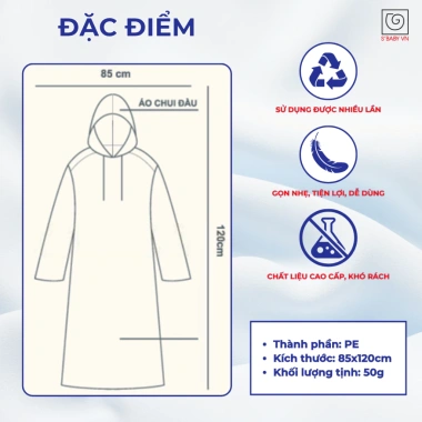 Áo Mưa S'BABY Tiện Lợi Dùng Nhiều Lần, Chống Nước, Nhỏ Gọn, Phù Hợp Du Lịch - 21.000₫