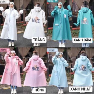 Áo Mưa SIEGIS Hình Gấu Cute Màu Đẹp, Kính Chắn Nước, Khóa Kéo 78.000₫
