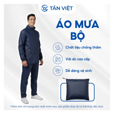 Áo mưa Tân Việt vải dù chống thấm, bền bỉ không rách – thích hợp đi làm, học, phượt