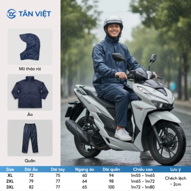Áo mưa Tân Việt vải dù chống thấm, bền bỉ không rách – thích hợp đi làm, học, phượt 2 Áo mưa Tân Việt vải dù chống thấm, bền bỉ không rách – thích hợp đi làm, học, phượt 2