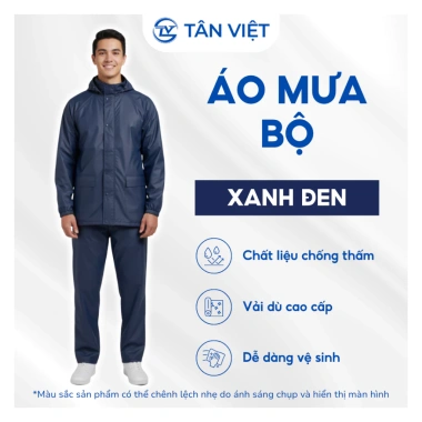 Áo mưa Tân Việt vải dù chống thấm, bền bỉ không rách – thích hợp đi làm, học, phượt