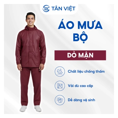 Áo mưa Tân Việt vải dù chống thấm, bền bỉ không rách – thích hợp đi làm, học, phượt