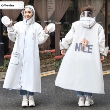 Áo mưa thời trang gấu Nice có khoá kéo tiện lợi, đi xe máy, xe đạp cao cấp