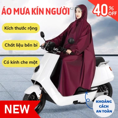 Áo mưa TOM&TOM cho xe máy kín người da cá cao cấp chống thấm siêu bền - 116k