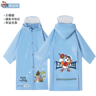 Áo mưa trẻ em 4-13 tuổi cao cấp, tấm chắn rộng, thiết kế đeo ba lô, chất liệu an toàn cho bé