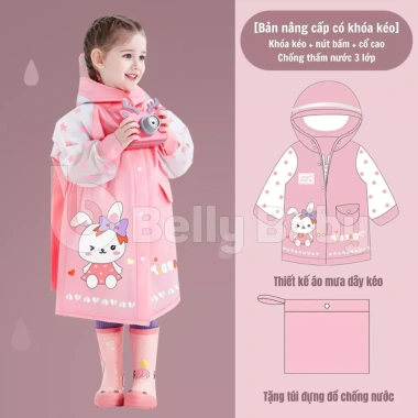 Áo mưa trẻ em Belly Baby EVA an toàn, ngăn đựng balo, phù hợp bé trai & bé gái - Giá 189.000₫