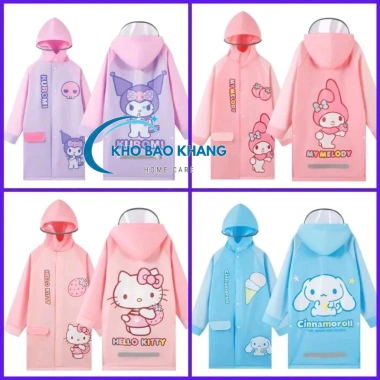 Áo Mưa Trẻ Em Cài Nút Hoạt Hình Dễ Thương, Chống Thấm, Ngăn Balo & Kính, 69.300đ