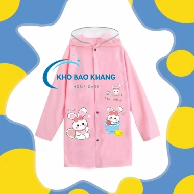 Áo Mưa Trẻ Em Cài Nút Hoạt Hình Dễ Thương, Chống Thấm, Ngăn Balo & Kính, 69.300đ