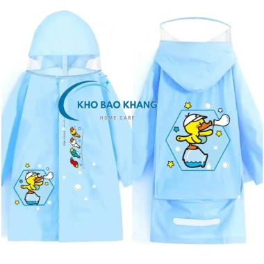 Áo Mưa Trẻ Em Cài Nút Hoạt Hình Dễ Thương, Chống Thấm, Ngăn Balo & Kính, 69.300đ