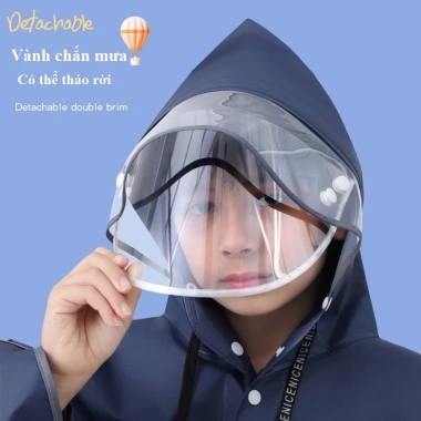 Áo mưa trẻ em cánh dơi EVA không thấm, kính che mặt, khóa kéo, cute đi xe đạp AM03 - 139.799₫ 5