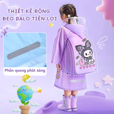 Áo mưa trẻ em hoạt hình chống thấm nước, chắn gió, gấp gọn - Giá chỉ 78.000đ 3 Áo mưa trẻ em hoạt hình chống thấm nước, chắn gió, gấp gọn - Giá chỉ 78.000đ 3