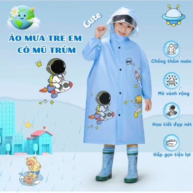 Áo mưa trẻ em hoạt hình chống thấm nước, chắn gió, gấp gọn - Giá chỉ 78.000đ