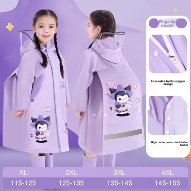 Áo mưa trẻ em Kuromi toàn thân chống thấm, khóa kéo bền, che balo tiện lợi, giá 312.485₫ 10 Áo mưa trẻ em Kuromi toàn thân chống thấm, khóa kéo bền, che balo tiện lợi, giá 312.485₫ 10