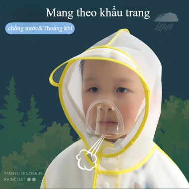 Áo mưa trẻ em siêu chống thấm, ngăn đựng cặp balo, phù hợp 3‑12 tuổi – 159.345₫