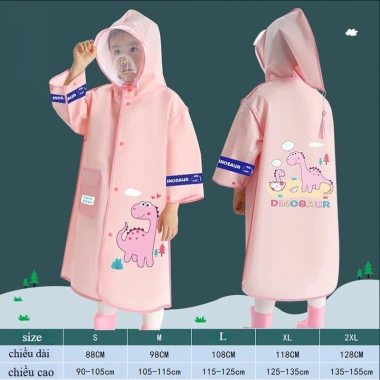 Áo mưa trẻ em siêu chống thấm, ngăn đựng cặp balo, phù hợp 3‑12 tuổi – 159.345₫
